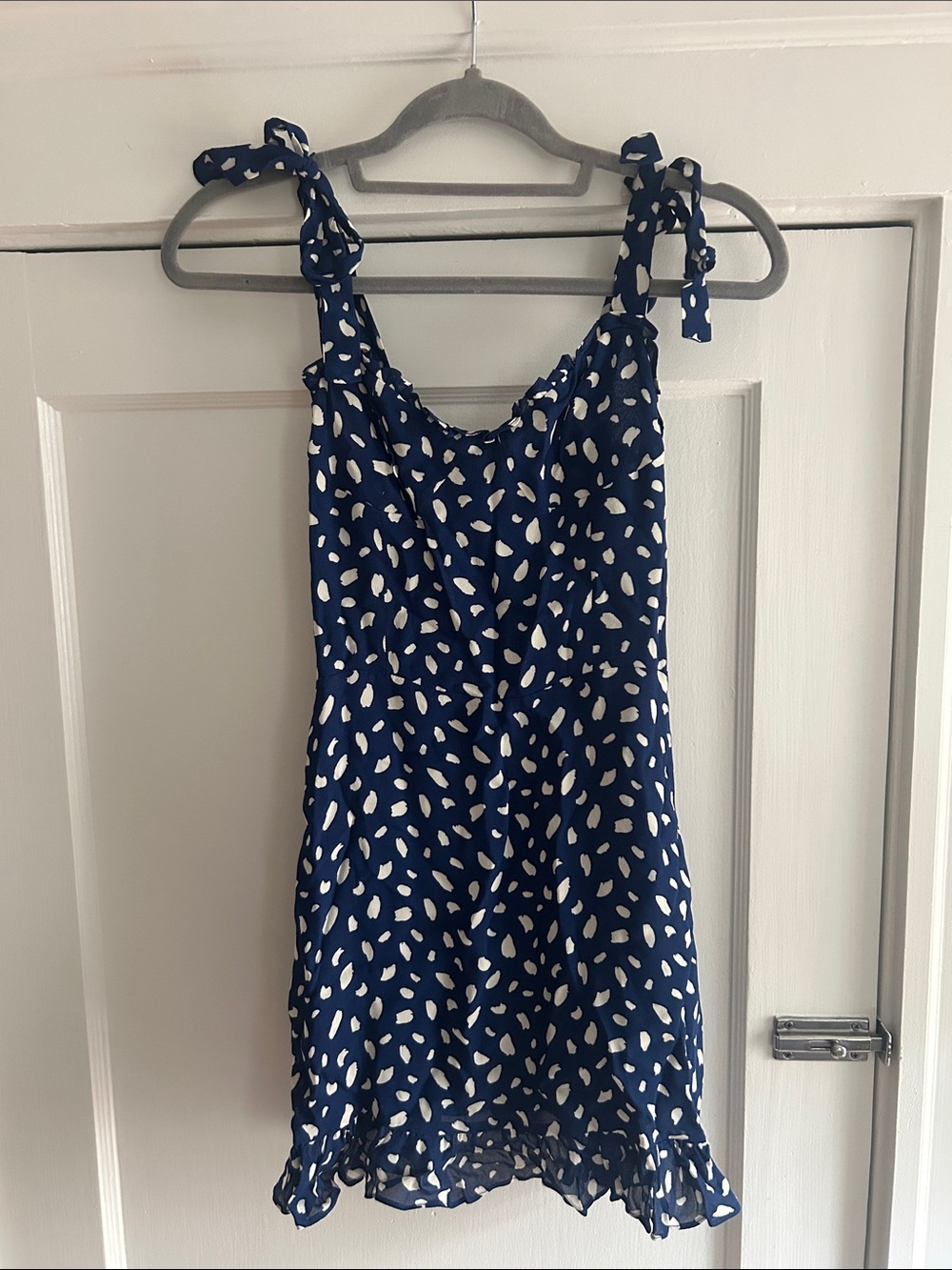 Reformation Blue Polka Dot Mini Dress